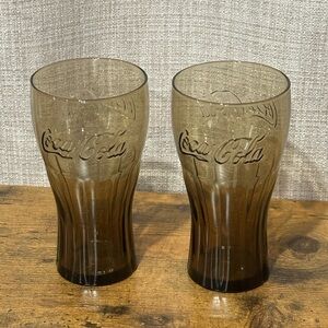 Coca Cola Smoky Brown Glass Pair